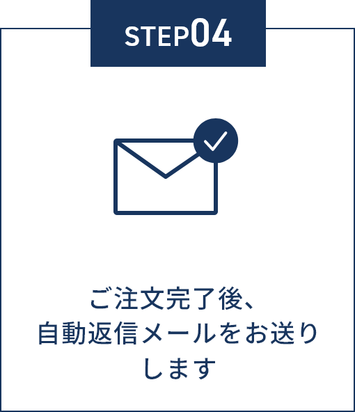 STEP04 ご注文完了後、自動返信メールをお送りします
